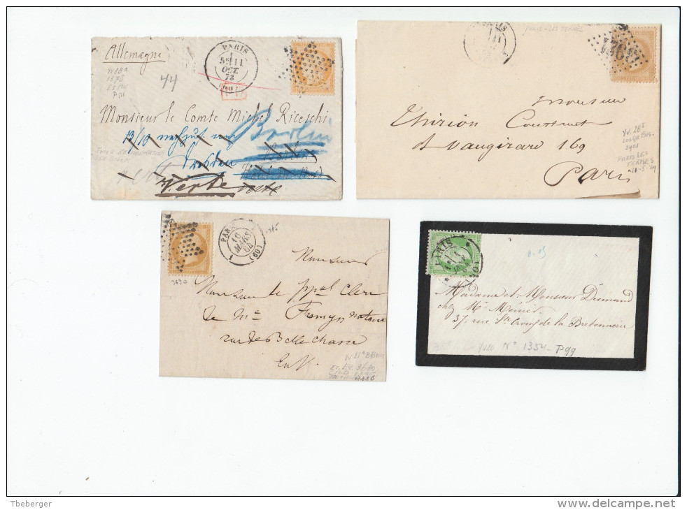 France lot 30 covers 1857 - 1876 incl. Lyon pour Alexandrie (timbre detaché), Cardinal Lemoine, ASNA Commune (o229)