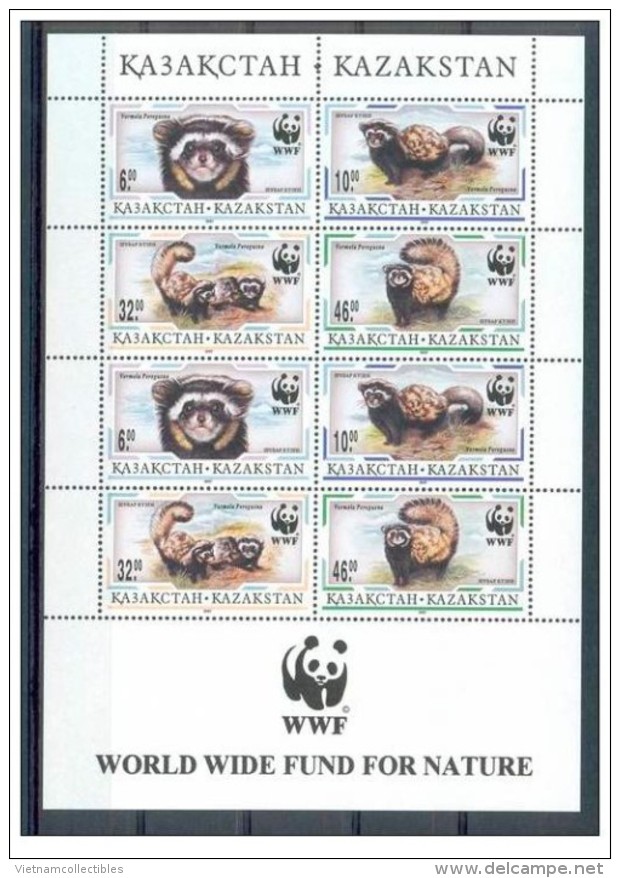 (WWF-211) W.W.F. Kazakhstan Polecat / Cat MNH Perf Sheetlet 1997 - Unused Stamps