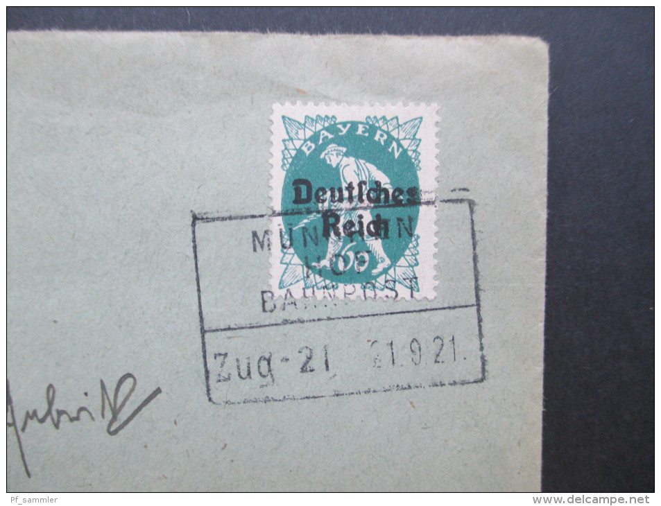 Deutsches Reich Beleg 1921 Nr. 126 EF Mit Bahnpoststempel München - Hof. Zug 21 - Briefe U. Dokumente