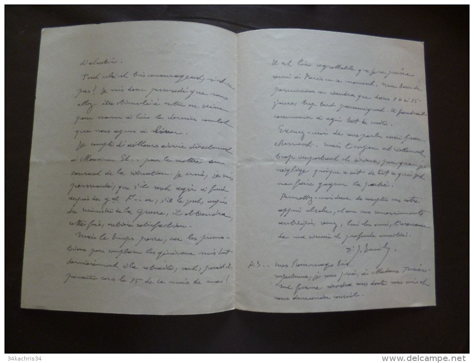 LAS 1917 Général Emilly Jules Né à Ulmetu Corse  Médecin. 2ème C.A.C. Guerre 14/18 A Propos De Sa Carrière - Documents