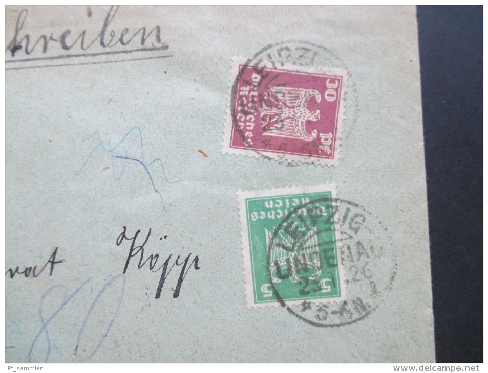 Deutsches Reich 1926 Nr. 356 Und 359 MiF KOS Leipzig Lindenau. R-Brief Leipzig Lindenau 464 A - Altri & Non Classificati