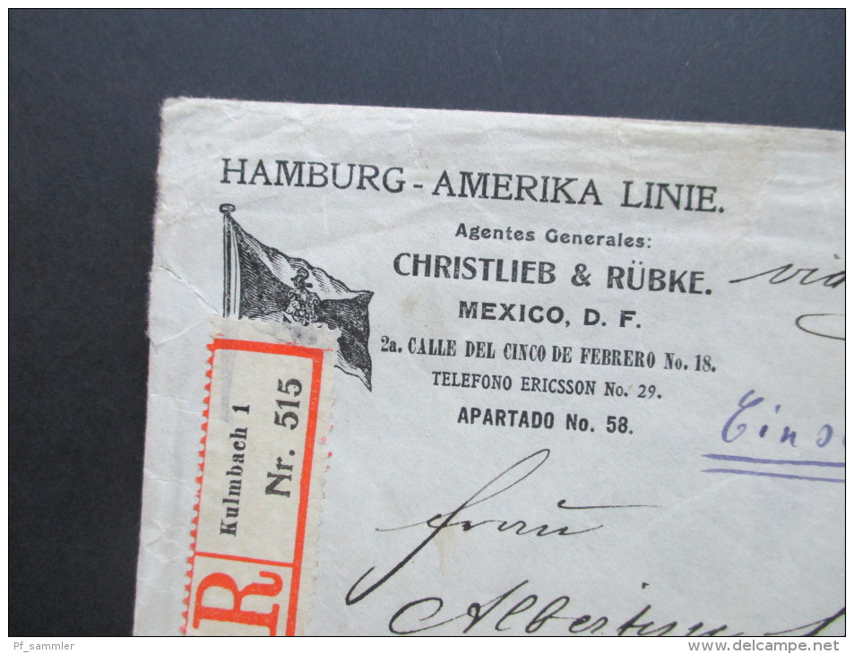 DR 1920 Nr. 123 / 124 MiF. Hamburg - Amerika Linie. Agentes Generales: Christlieb & Rübke. Mexiko D.F. Via New York. - Autres & Non Classés