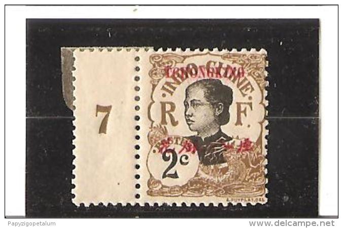 TIMBRES   D'INDOCHINE DE 1907 Avec Tchongking Et Valeur Locale En Surcharge Millésime 7 N° 66 * - Unused Stamps