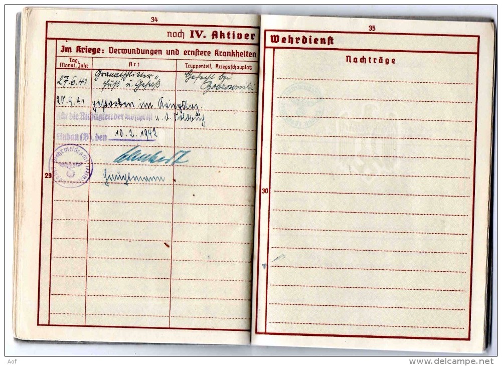 WEHRPASS allemand 1er modèle 1936 - France Ligne Maginot Russie