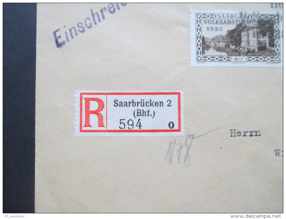 Saargebiet Volksabstimmung 13.1. 1935 Sonderstempel. Nr. 178 - 194 auf R-Briefen! Saarbrücken 2 - Mühlheim! Hoher KW!!