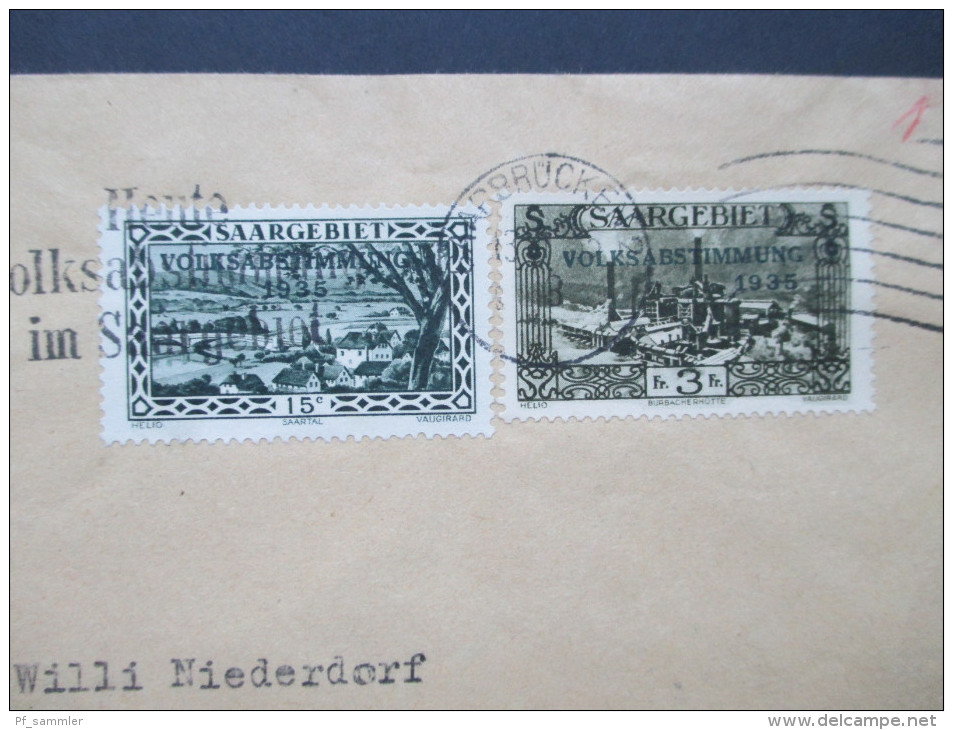 Saargebiet Volksabstimmung 13.1. 1935 Sonderstempel. Nr. 178 - 194 auf R-Briefen! Saarbrücken 2 - Mühlheim! Hoher KW!!