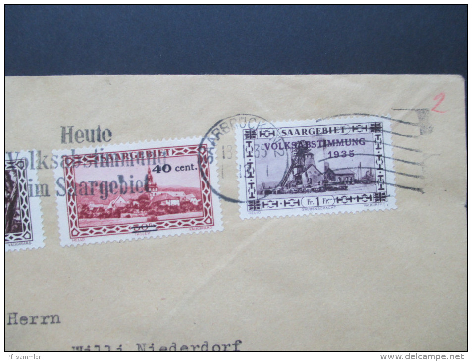 Saargebiet Volksabstimmung 13.1. 1935 Sonderstempel. Nr. 178 - 194 auf R-Briefen! Saarbrücken 2 - Mühlheim! Hoher KW!!