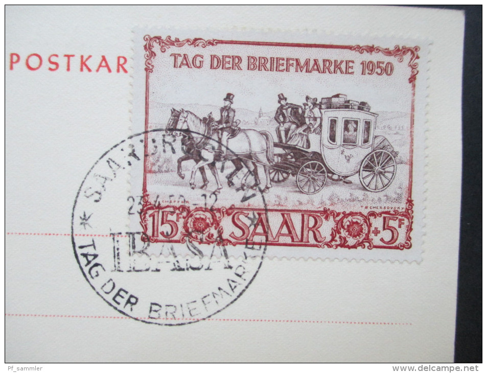 Saarland 1950 IBASA Maximumkarte / Sonderstempel / FDC Nr. 291 Katalogwert 350€ - Covers & Documents