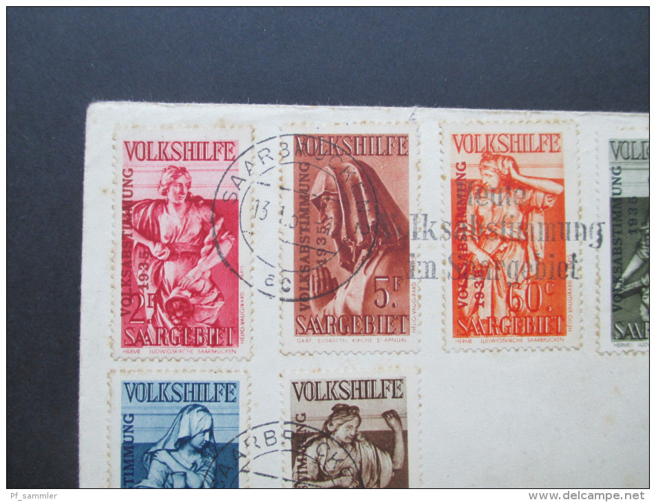 Saargebiet Nr. 171 - 177 Satzbrief Sonderstempel Volksabstimmung 13.1.1935. R-Brief- Vignette Deutsch Ist Die Saar - Storia Postale