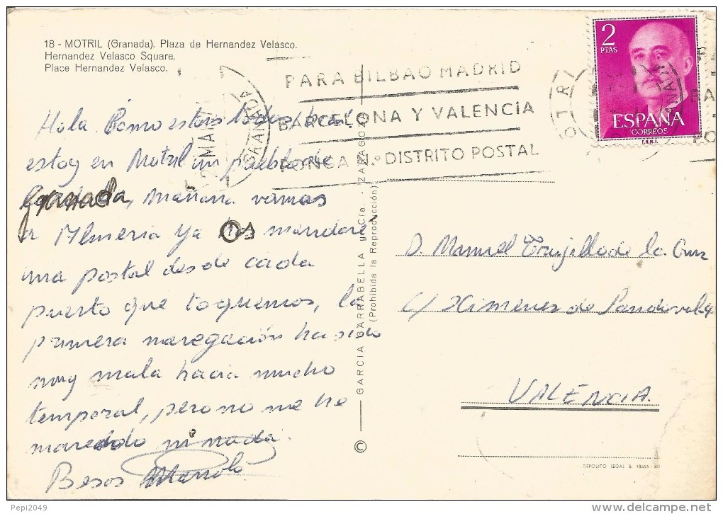 PV361 - POSTAL - MOTRIL - GRANADA - PLAZA DE HERNANDEZ VELASCO - Granada