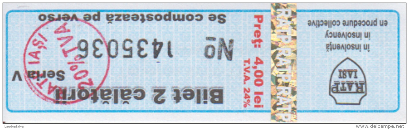 Transportation Ticket Tram Tramway Ticket 2 Travels Iasi Romania - Europe