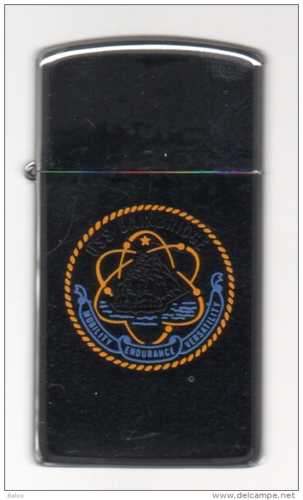 ZIPPO - U.S.S. BAINBRIDGE -  Slim Chromé 1985 - Réf, 18 - Zippo