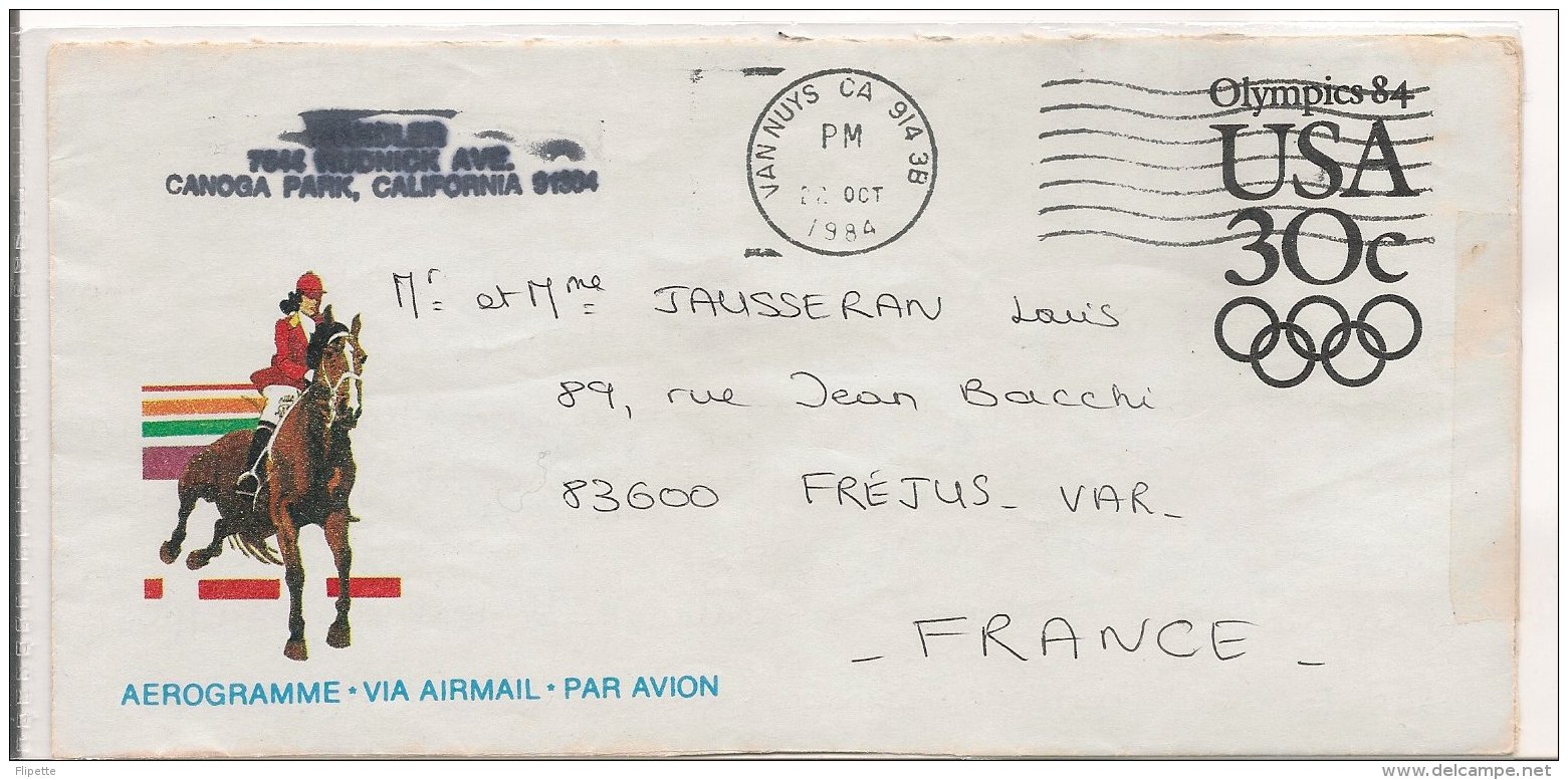 Ldiv348 - Entier Postal  - Aérogramme - Jeux Olympics  1984 - Epreuves Equestres - 1981-00