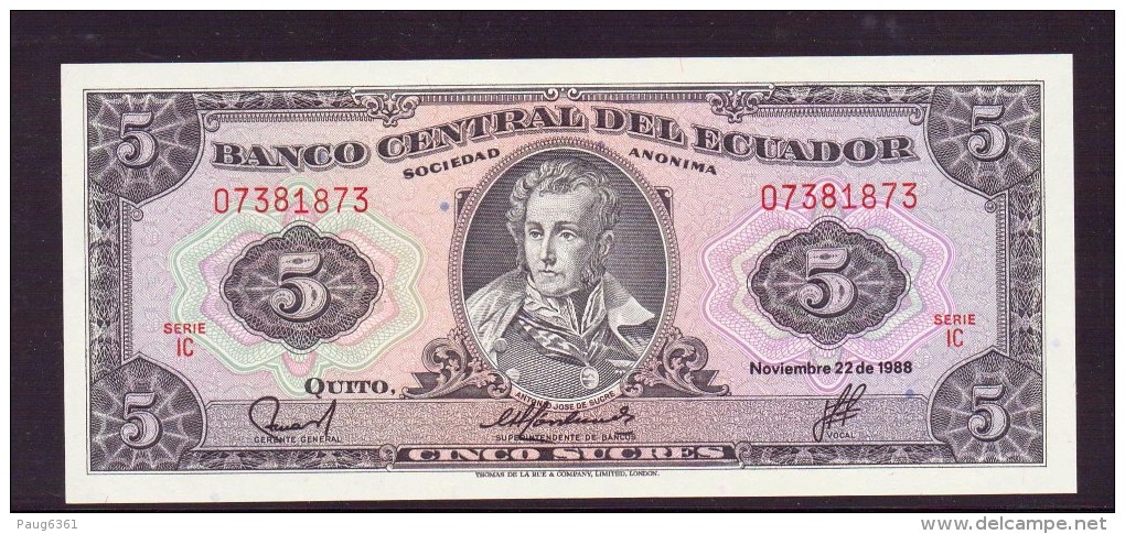 EQUATEUR 1988 5 SUCRES    NEUF UNC P - Ecuador