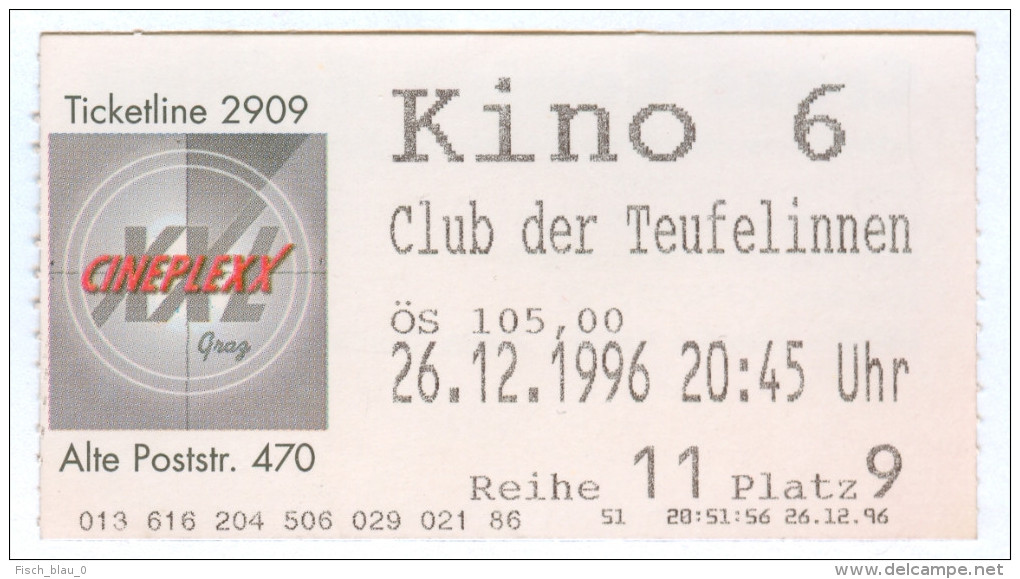 Eintrittskarte Kino Der Club Der Teufelinnen The First Wives Club Bette Middler Biglietto Entrada Kaartje Bilet Ticket - Eintrittskarten