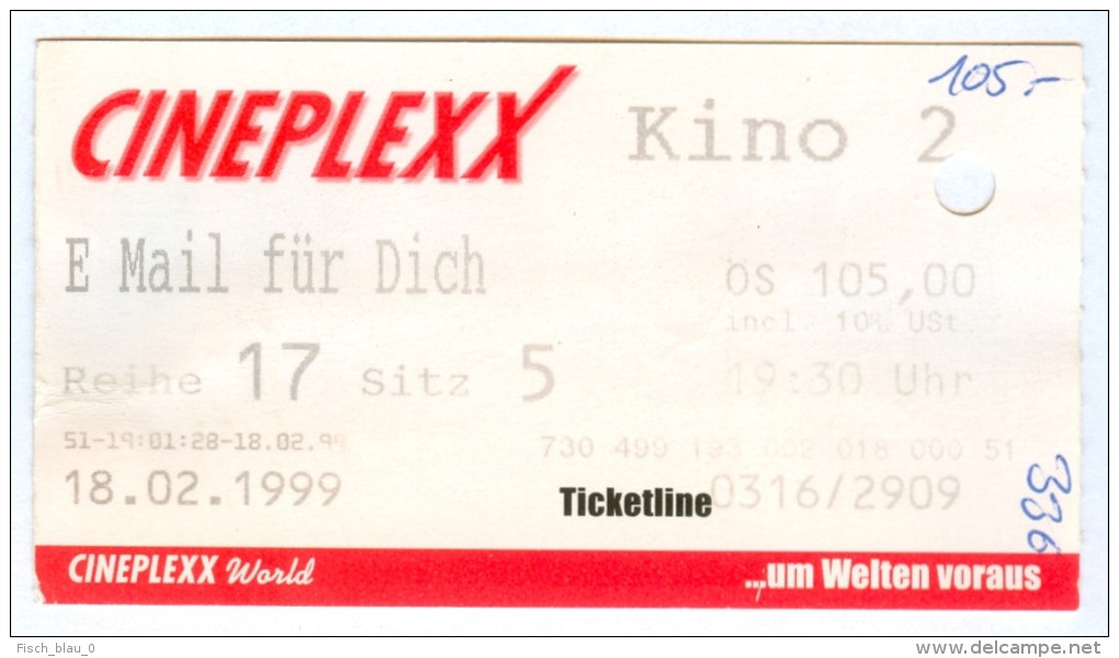 Eintrittskarte Kino E-m@il Für Dich You’ve Got Mail Tom Hanks Meg Ryan 1999 Film E- Biglietto Entrada Kaartje Ticket - Eintrittskarten