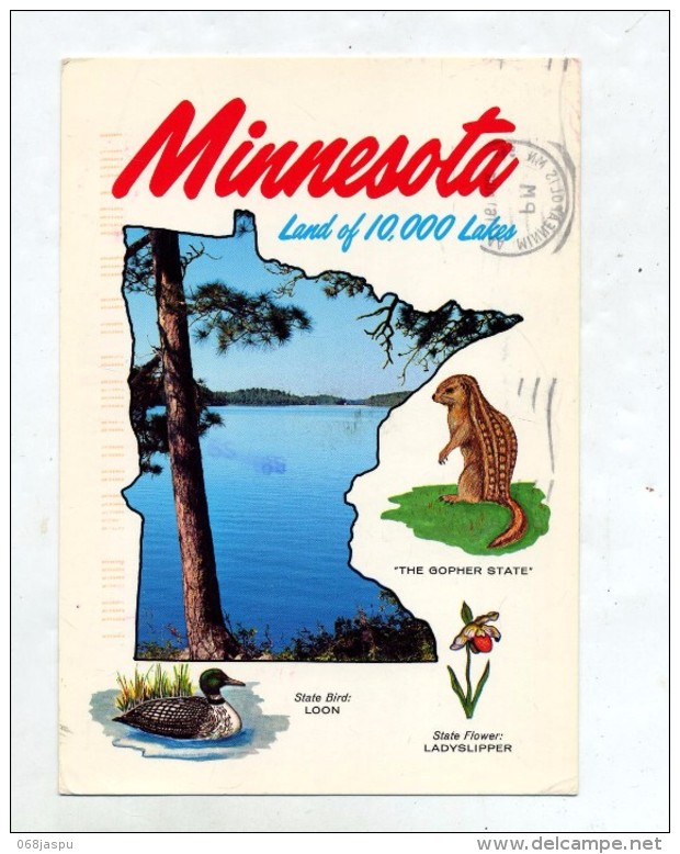 Carte Minnesota Theme Faune Canard Flore  Flamme Muette - Autres & Non Classés