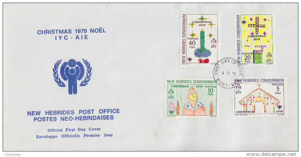 Enveloppe FDC  1er Jour   NOUVELLES  HEBRIDES   Noël  1979 - FDC