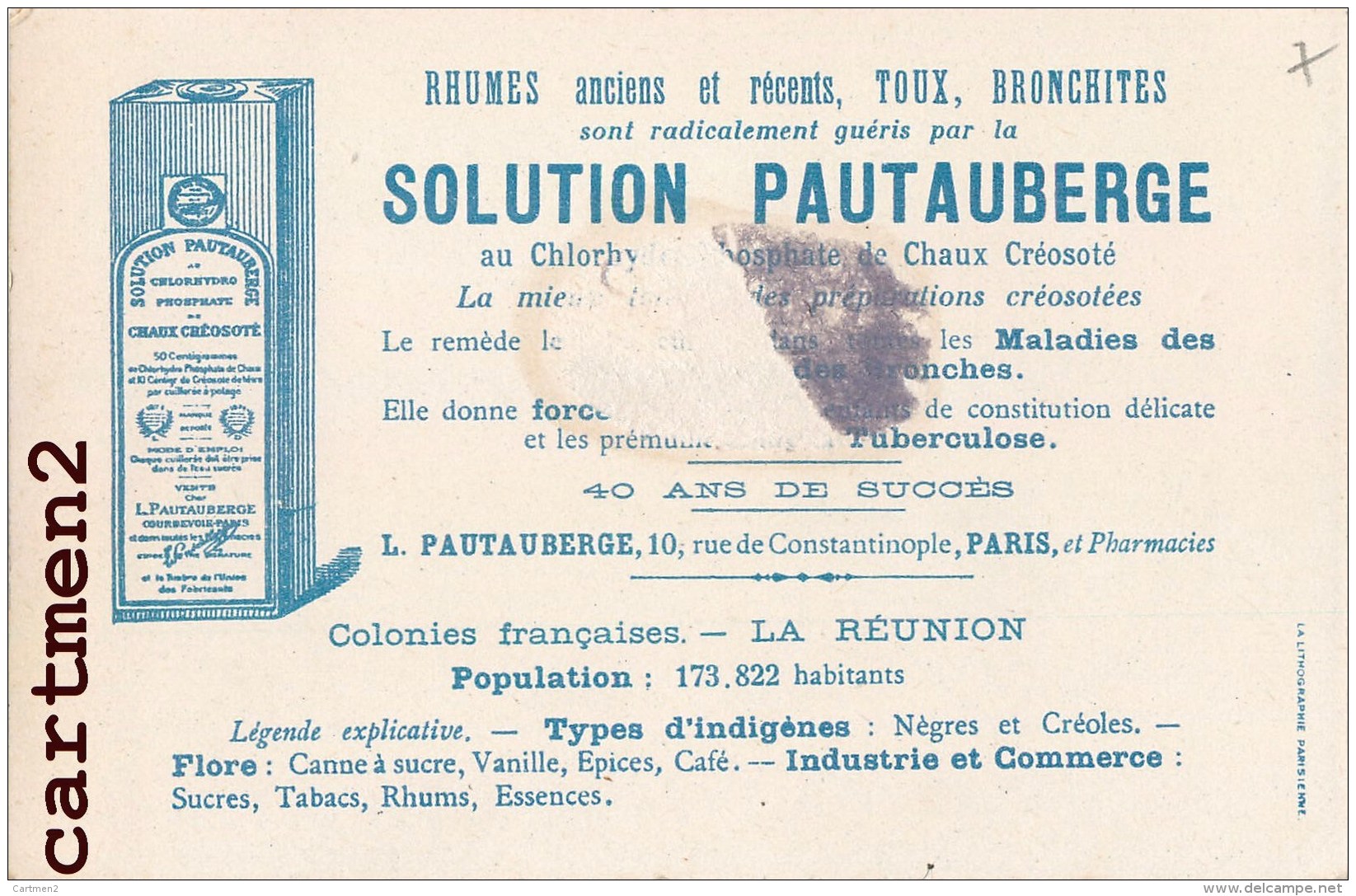 LES COLONIES FRANCAISES LA REUNION POINTE AUX GALETS SAINT-DENIS PLANTEUR DOM-TOM PUBLICITE PAUTAUBERGE - Saint Denis