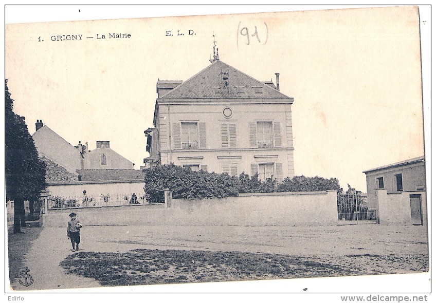 -91- GRIGNY  La Mairie Avec Enfant TTB Pub Louit Au Dos - Grigny