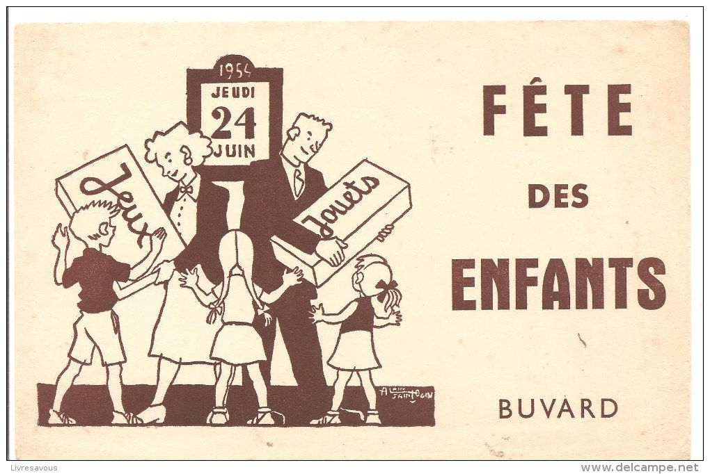 Buvard Jeudi 24 Juin 1954 Fête Des Enfants Jeux Jouets - Infantiles