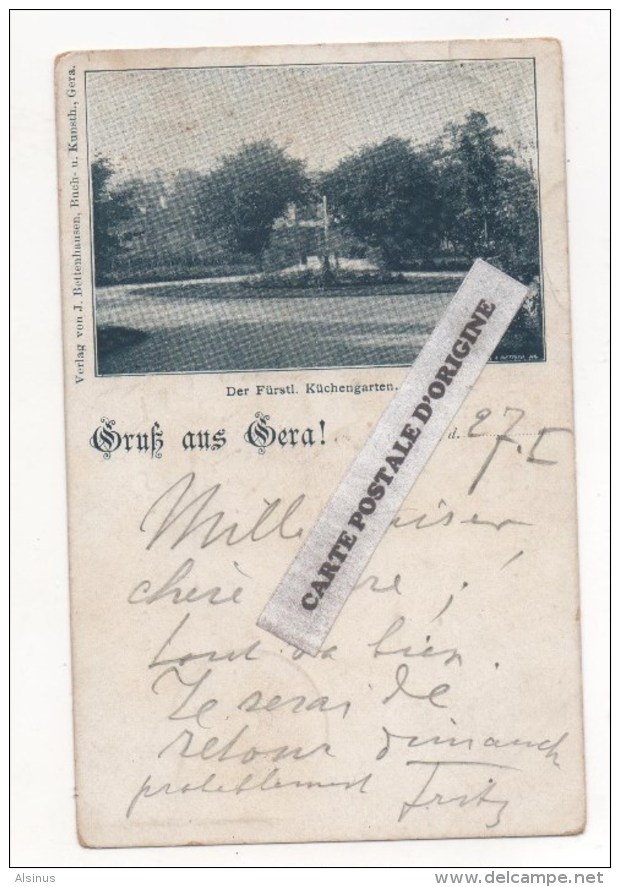 GRUSS AUS GERA - DER FÜRSTL. KÜCHENGARTEN - LITHO - PIONNIERE DE 1898 - Gera