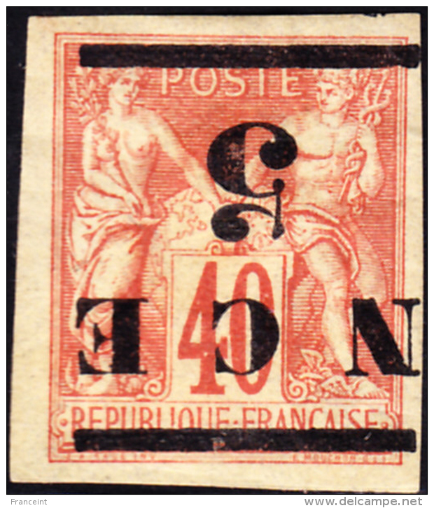 New Caledonia 1884 5c On 40c Inverted Overprint. Scott 6a. MH. - Neufs