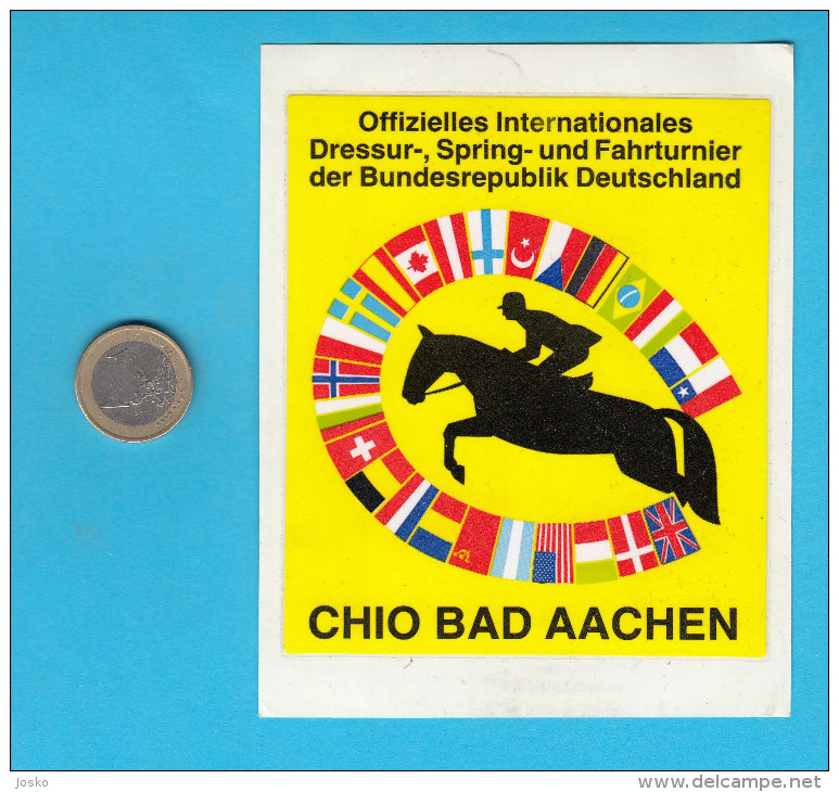 WORLD EQUESTRIAN FESTIVAL - CHIO BAD AACHEN - GERMANY ... équestre Pferdsport Original Vintage Sticker Autocollant - Equitation