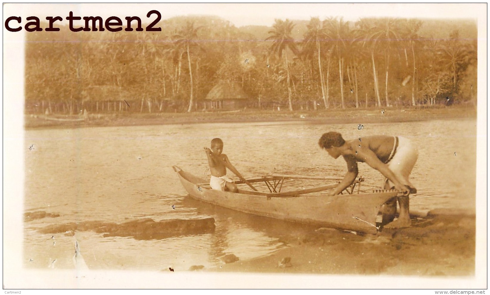 ILES SAMOA ENFANTS EN BARQUE VILLAGE OCEANIE ETHNOLOGIE - Samoa