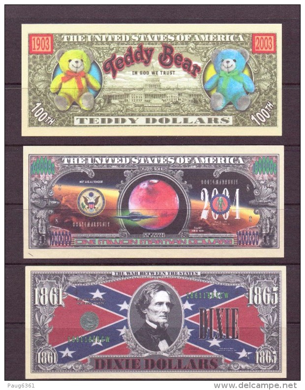 USA 11 BILLETS FANTAISIES THEMES DIVERS UNC - Autres & Non Classés