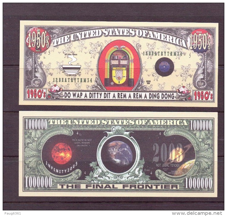 USA 11 BILLETS FANTAISIES THEMES DIVERS UNC