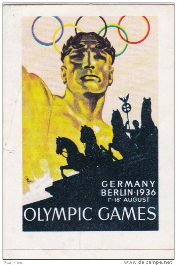 Sticker Olympische Spelen Olympic Games Jeux Olympiques Berlin 1936 Reclame Publicite General Chocolate Antwerpen - Pegatinas