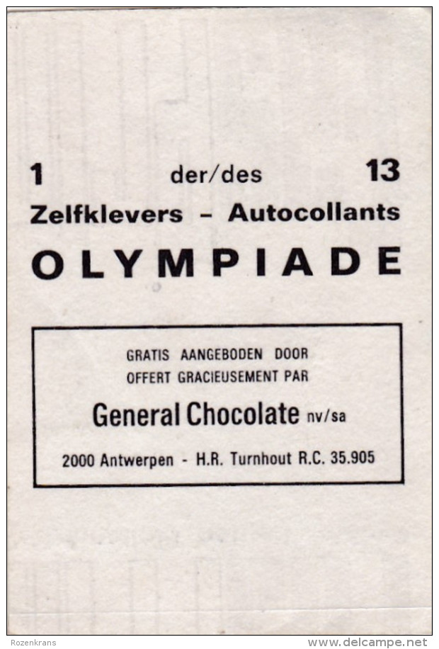 Sticker Olympische Spelen Olympic Games Jeux Olympiques Berlin 1936 Reclame Publicite General Chocolate Antwerpen - Pegatinas