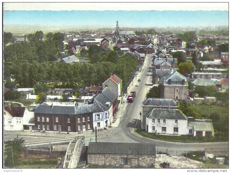 NORD - 59 -  2016 - TOP - BERLAIMONT - CPSM GF Couleur - Avenue De La Gare Vue D'avion - Berlaimont