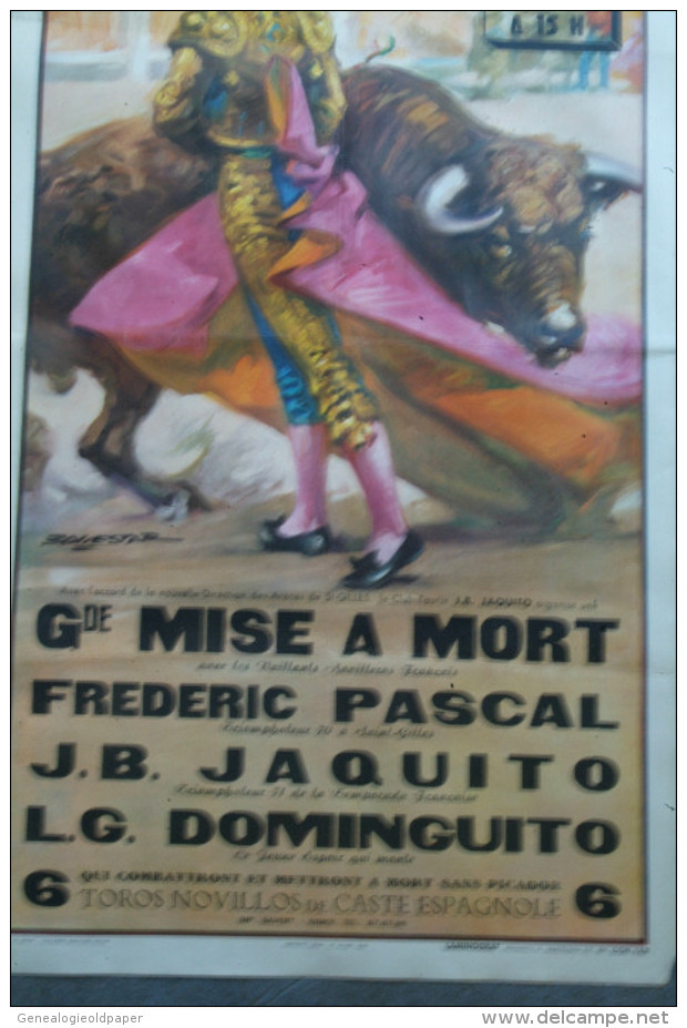 30- SAINT GILLES - AFFICHE ARENES -CORRIDA- BALLESTAR-TOROS-26 MARS 1972-JAQUITO-FREDERIC PASCAL-DOMINGUITO- - Posters