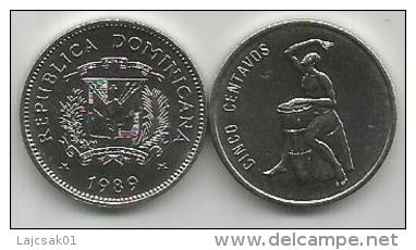 Republica Dominicana  5  Centavos 1989. UNC - Dominicaine