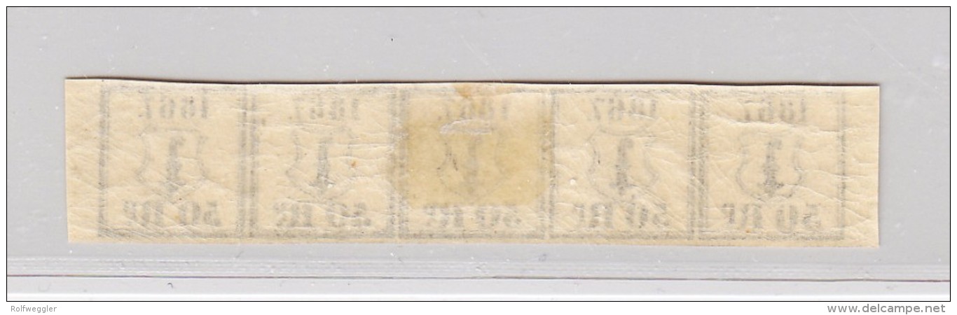 Fiscal Marken BASEL Polizei-Marken 5er-Streifen 1867 50Rp Mit Bogenrand - Fiscaux
