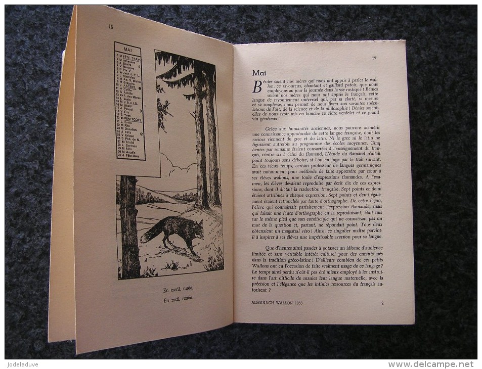 ALMANACH WALLON 1956 Littéraire & Artistique Régionalisme Folklore Patois L' Ardenne Autrefois Lenguerand Tournai Mons - Belgique