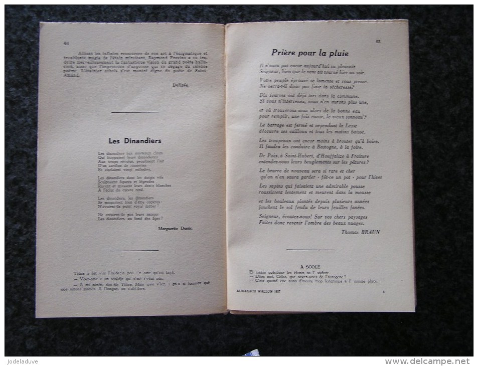 ALMANACH WALLON 1957 Littéraire et Artistique Régionalisme Folklore Contes Jeux autrefois Flawinne Dinandiers Poèmes