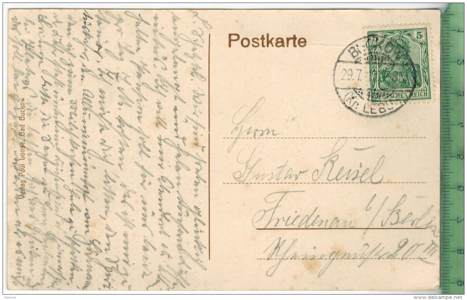 Buckow, Märk. Schweiz, 1912, Verlag: -----,  Postkarte, Mit Frankatur, Stempel BUCKOW  29.7.12,  Maße: 14  X 9 Cm - Buckow