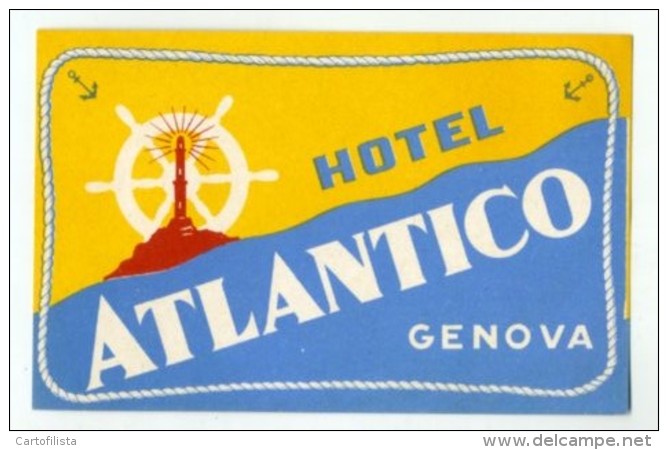 ITALY, Genova - Hotel Atlantico - Luggage Label - (281) - Hotel Labels