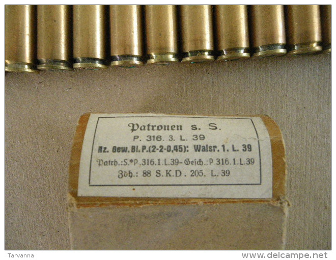 Boîte De 15 Cartouches Mauser Allemand Neutralisées 1939 - Equipement