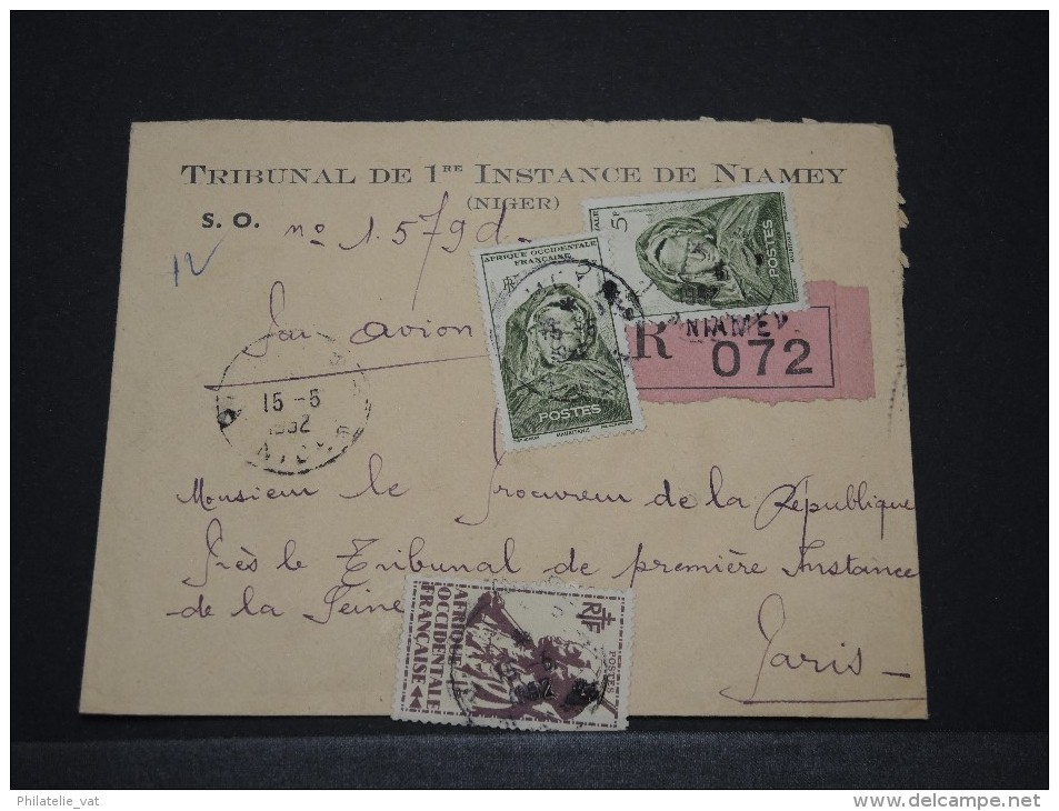 NIGER AOF - Env Recommadée Pour Paris - Juin 1952 - A Voir - P17851 - Storia Postale