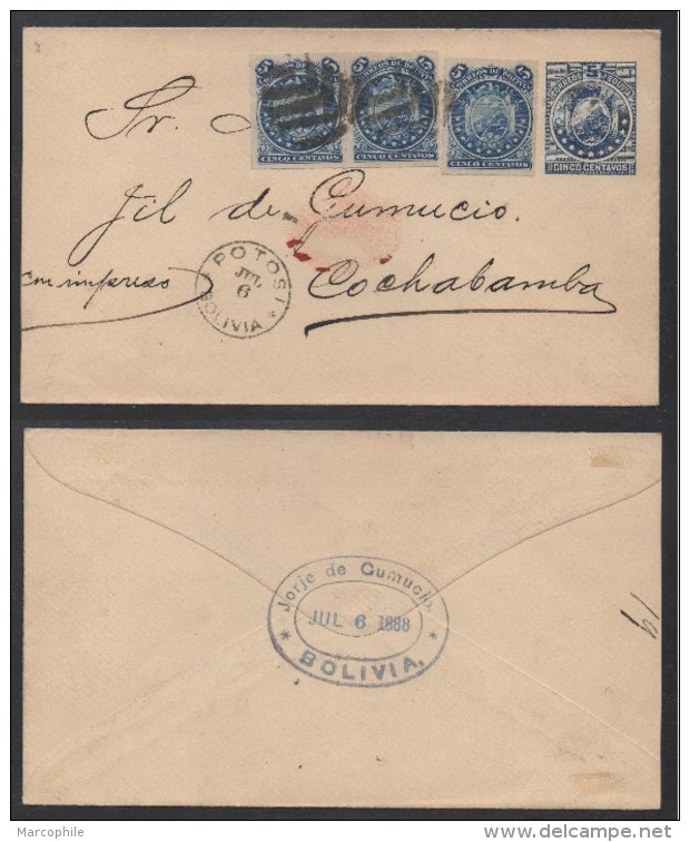 BOLIVIE - BOLIVIA / 1888 ENTIER POSTAL & COMPLEMENT POUR COCHABAMBA  (ref 1591) - Bolivien