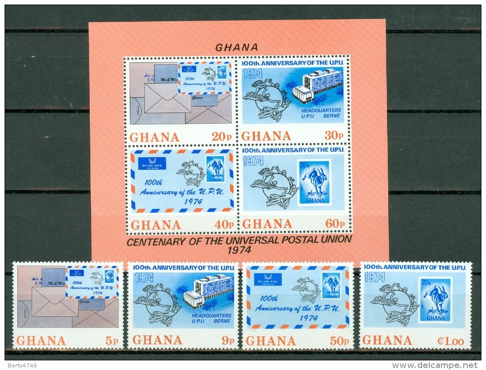 Ghana 1974 Yv 495/98** + Bf 53**, Mi 548/51** + Bl 55**  MNH - Ghana (1957-...)