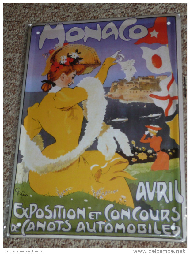 Réedition De Plaque Ancienne Touristique, Pub., Tôle Polychrome, "MONACO, Exposition Et Concours De Canots Automobile" - Placas En Aluminio (desde 1961)