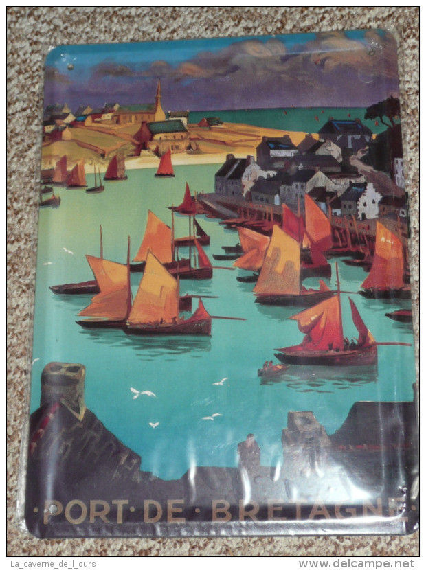 Réedition De Plaque Ancienne Touristique, Pub., Tôle Polychrome, "Port De Bretagne" - Plaques En Tôle (après 1960)