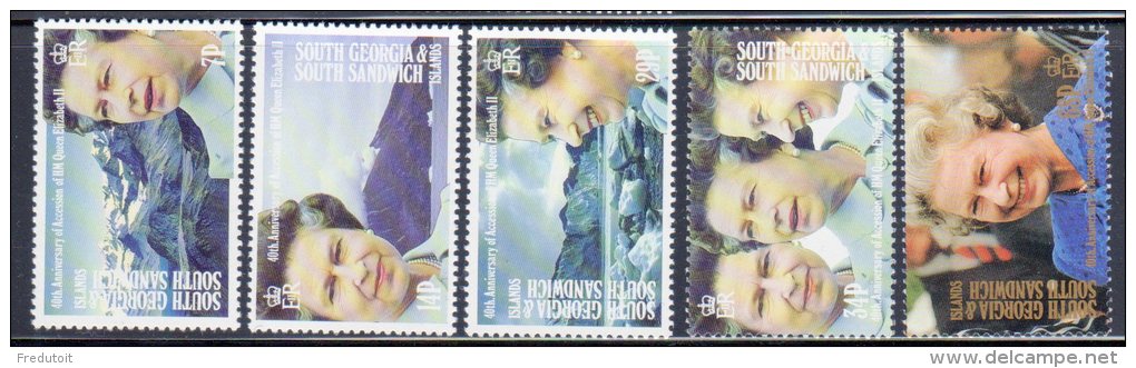 FALKLAND (Géorgie Du Sud) -  N° 214/218 ** (1992) Elizabeth II - Georgias Del Sur (Islas)