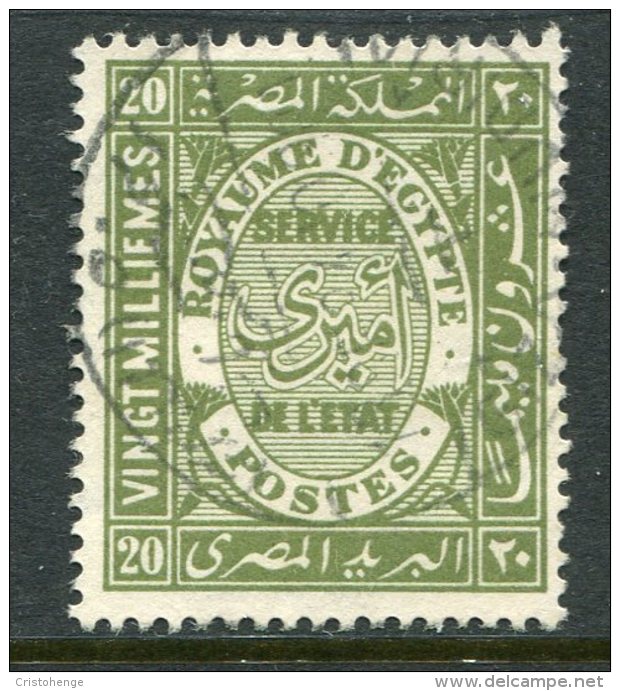 Egypt 1926-35 Officials - 20m Olive-green Used (SG O148) - Used Stamps