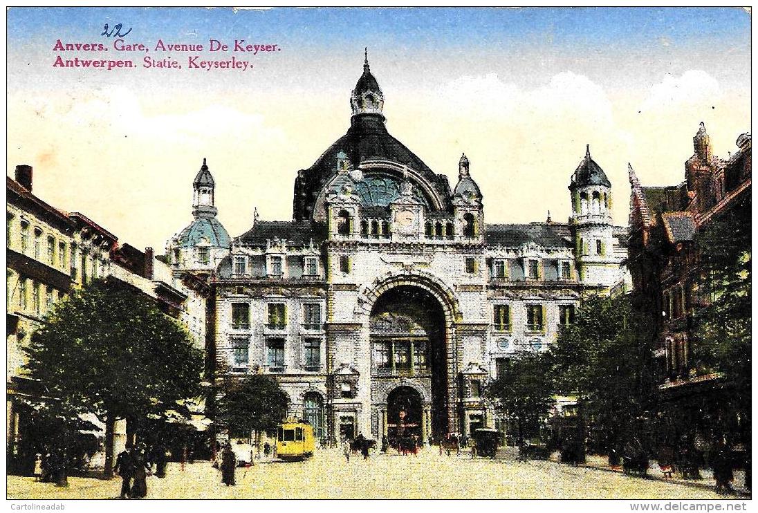 [DC2781] CPA - BELGIO - ANVERS - GARE AVENUE DE KEYSER - TRAM - Viaggiata - Old Postcard - Altri & Non Classificati